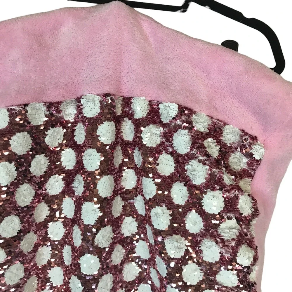 Cynthia Rowley Kids Mermaid Tail Blanket Pink White Sequin Polka Dot‎ Fleece